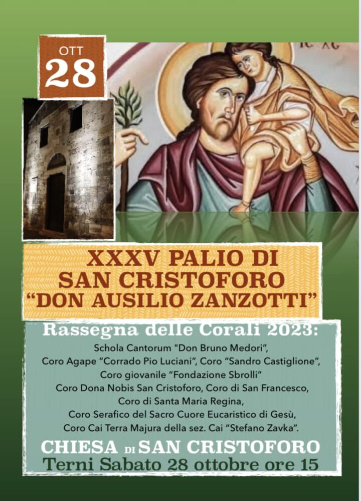 Locandina XXXV Palio di San Cristoforo Don Ausilio Zanzotti 28 ottobre 2023